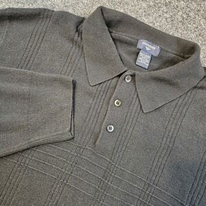 Dockers Sweater Polo Shirt Mens 3XLT Gray Textured Long Sleeve Cotton Big Tall